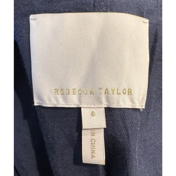 Rebecca Taylor NYC Blazer Women’s Size 8 Navy Zig Zag Print Textured Tie Front - Picture 8 of 9